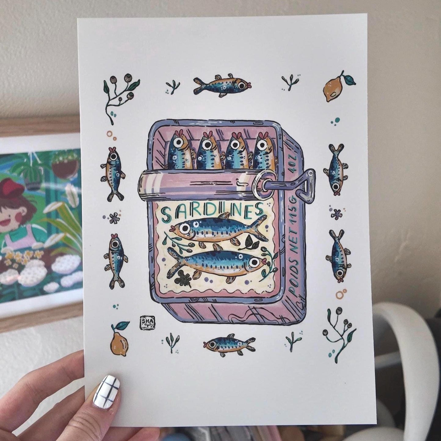 Sardine Can Art Print | Fish Art Print | Colorful Illustration for Kitchen or Wall Decor