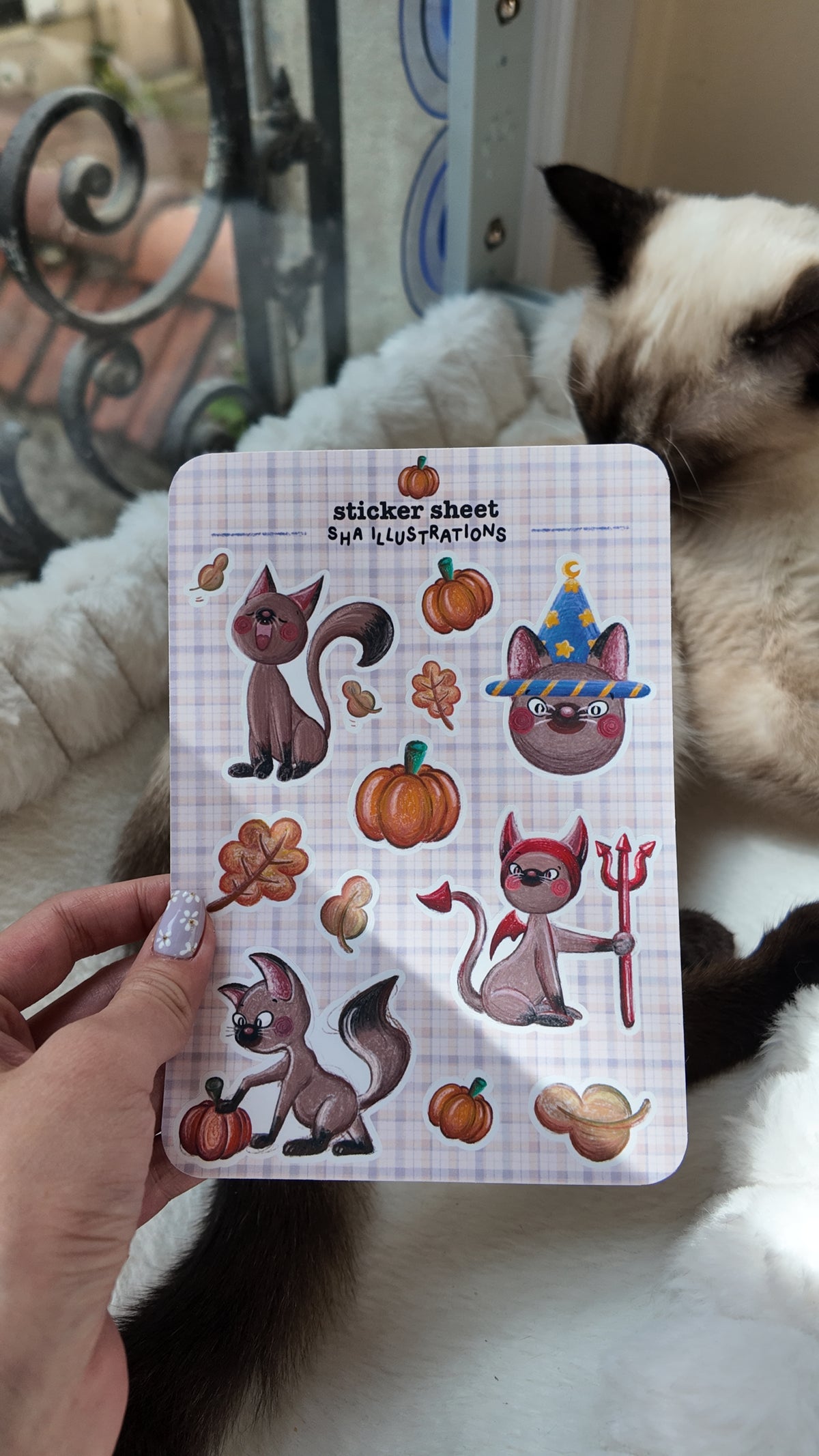 Planche d'Autocollants Le chat de Halloween