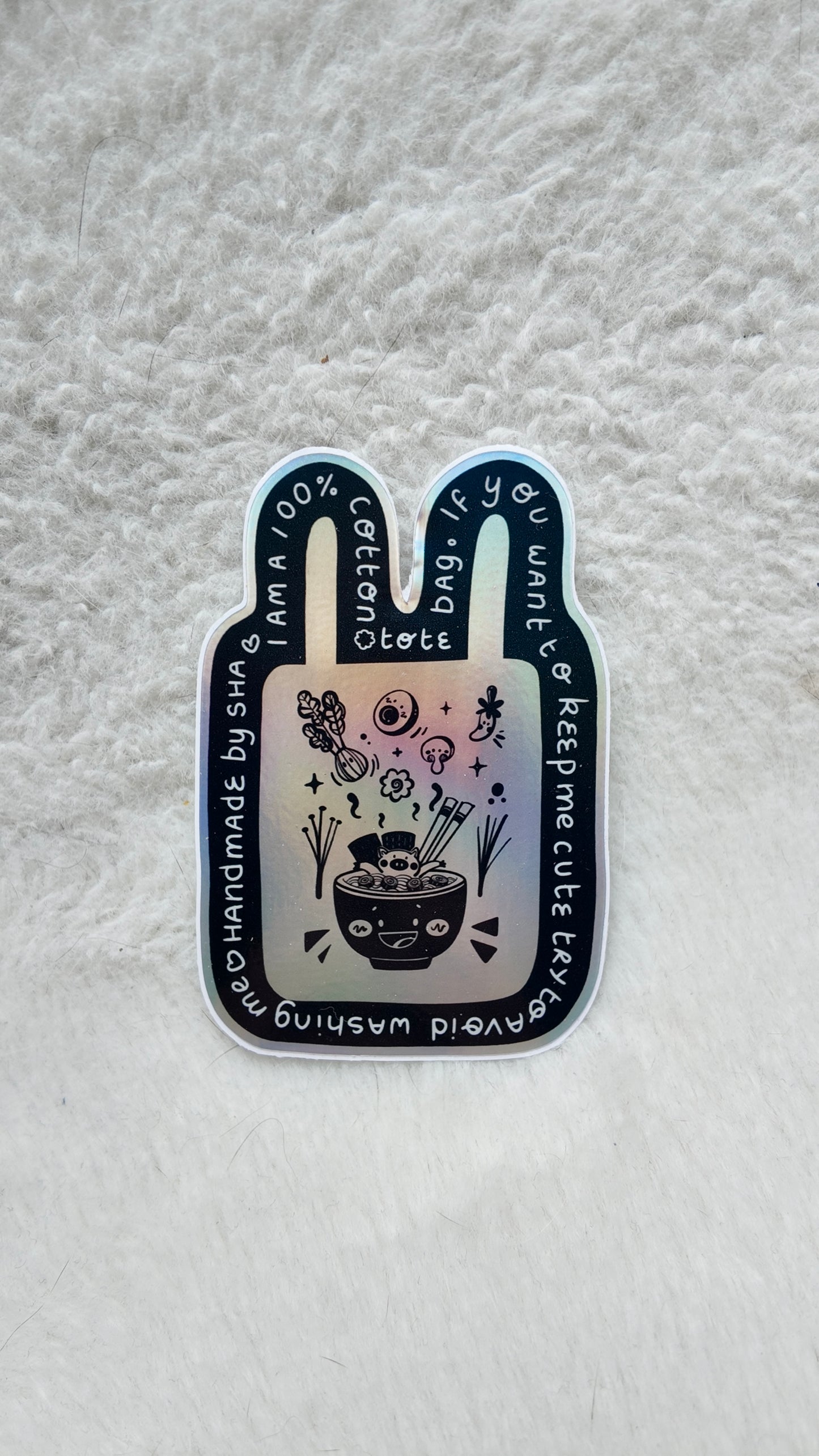 Autocollant Totebag ramen holographique