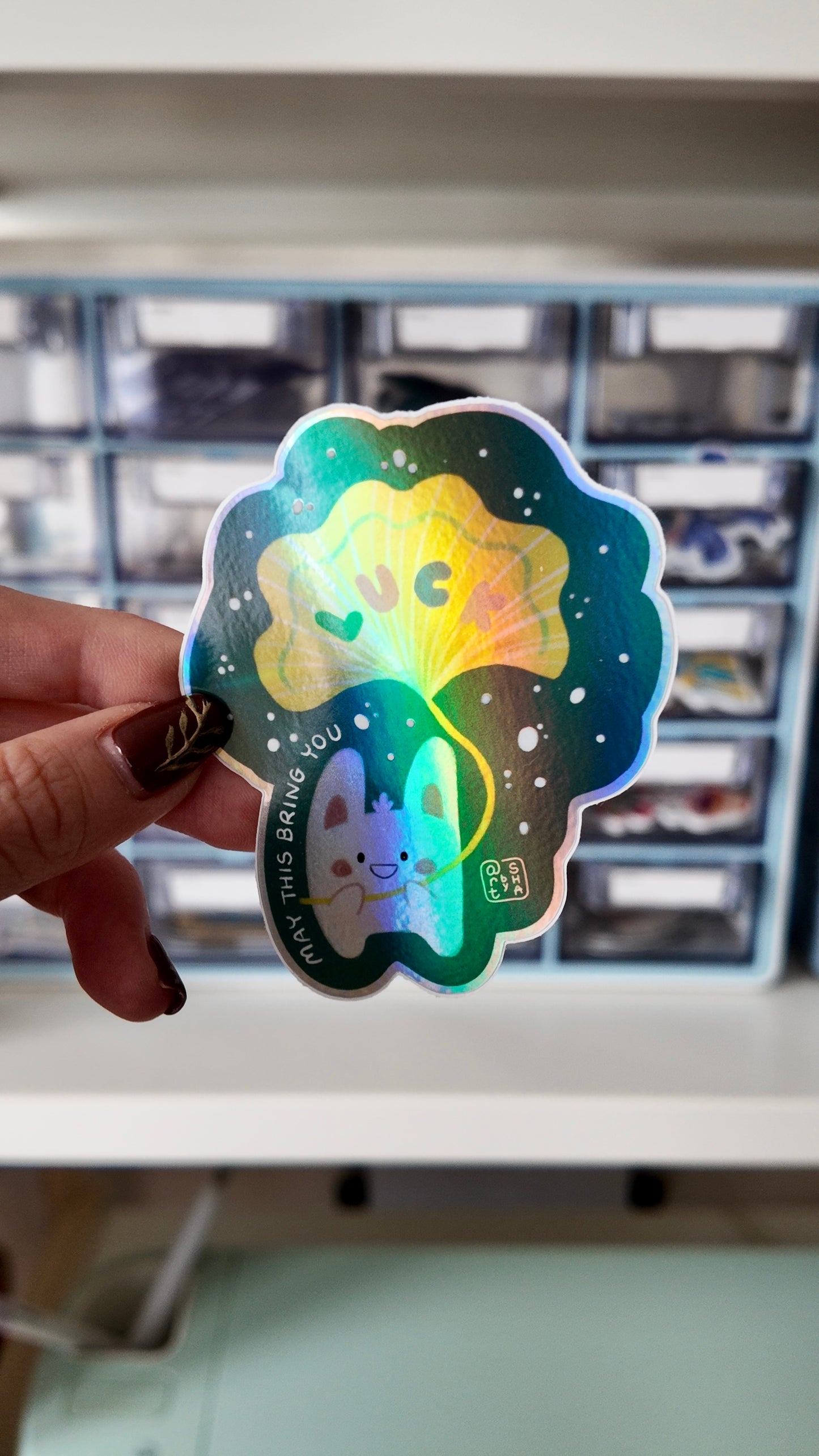 Lucky holographic rabbit sticker