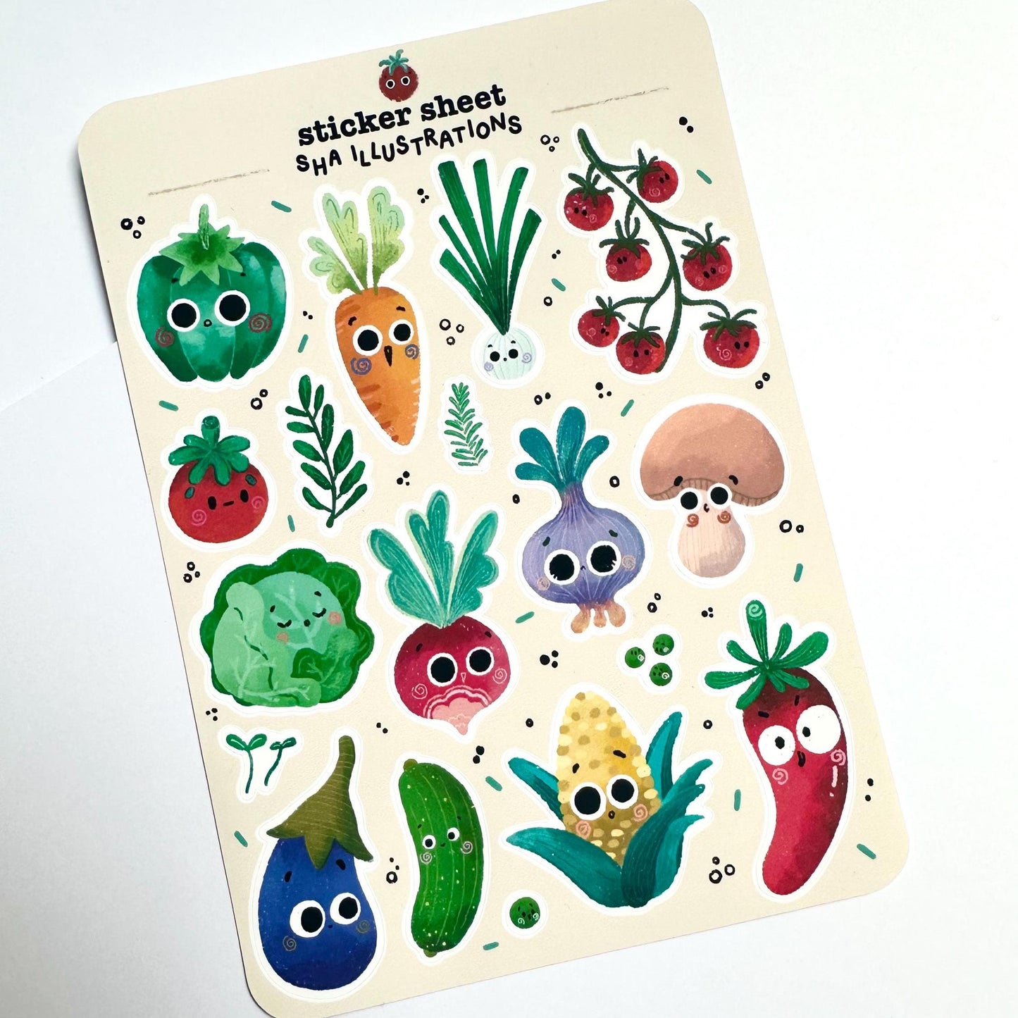 Planche d'autocollants Légumes mignons