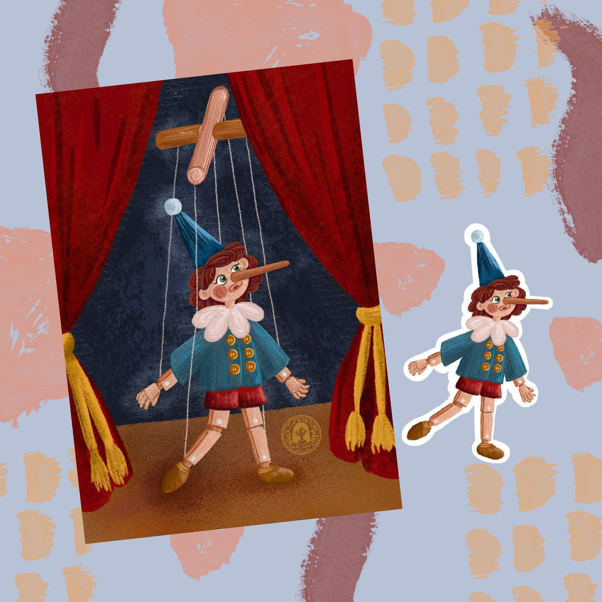 Pinocchio Sticker Matte Glossy or Holographic