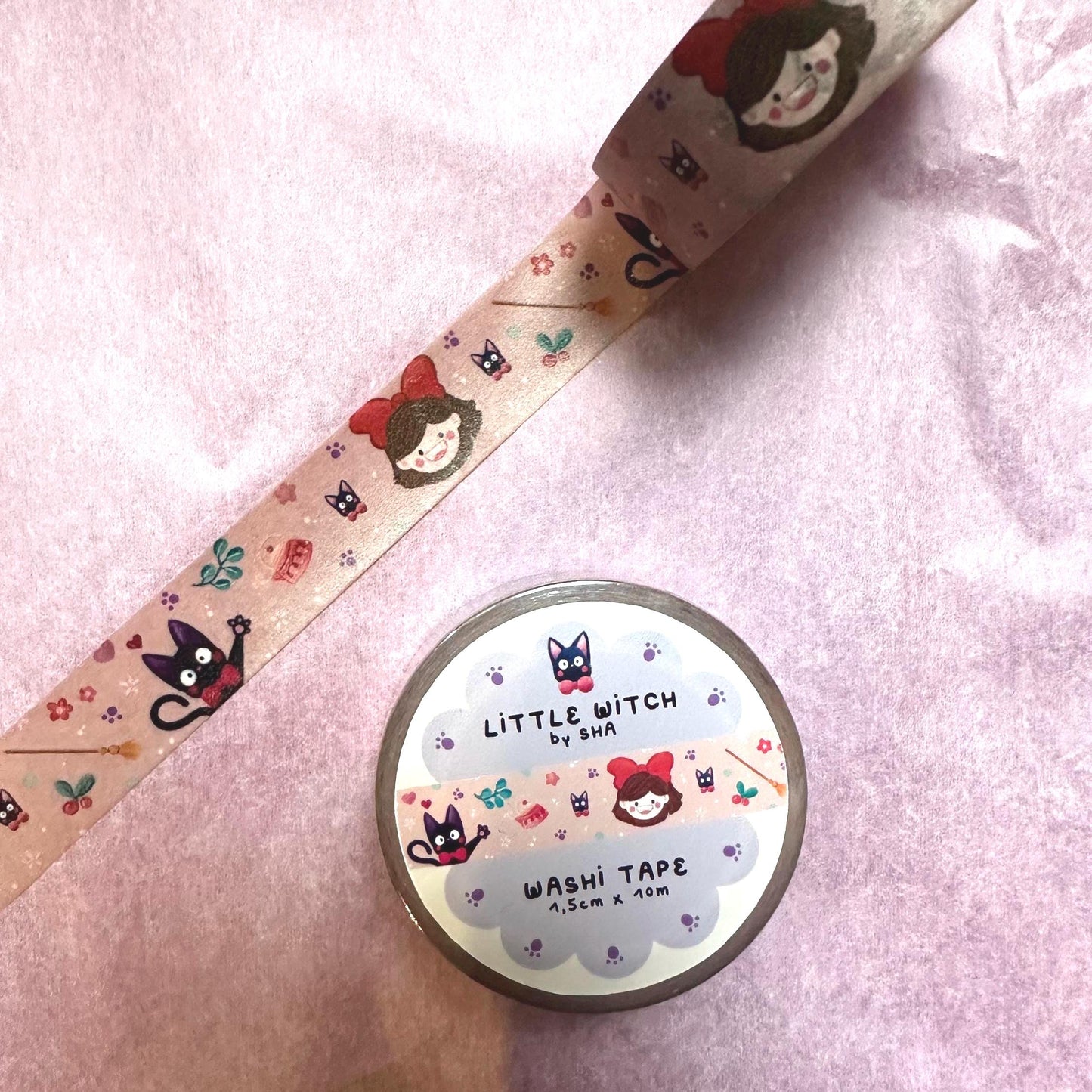 Washi Tape La Petite Sorcière - Ruban Adhésif décoratif 1,5 cm x 10m