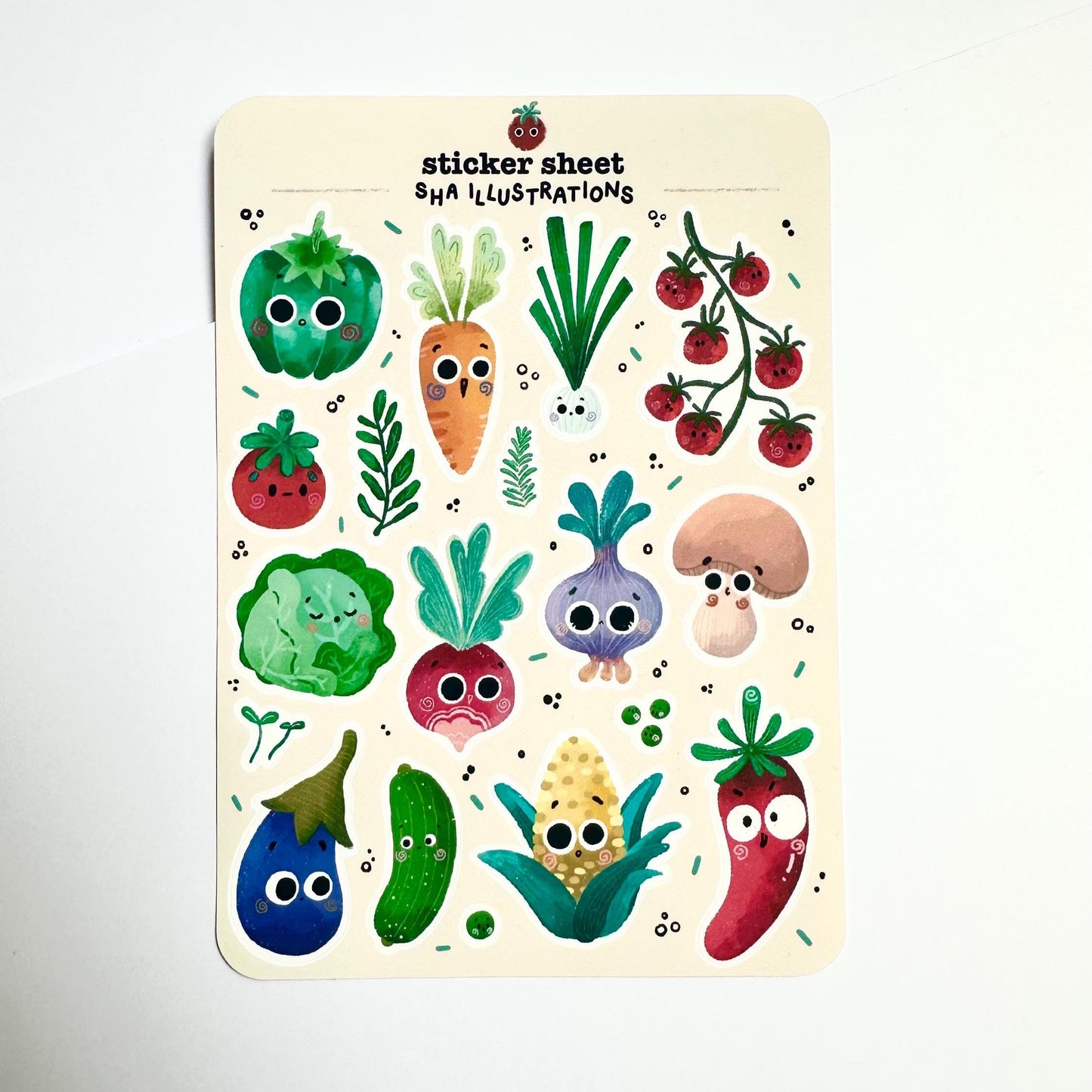 Planche d'autocollants Légumes mignons