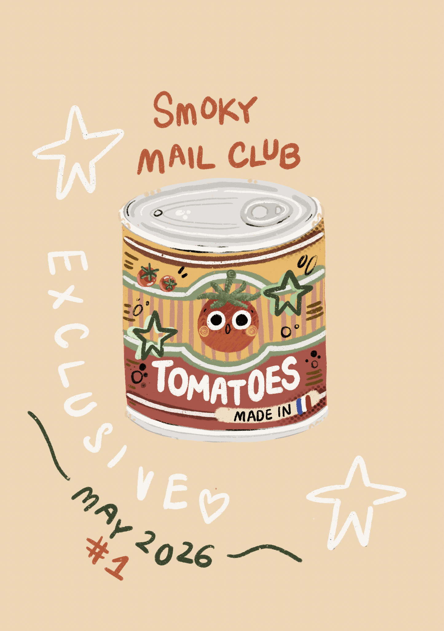 Autocollant Boite de conserve rétro tomates Smoky Mail Club #1 Mai 2026