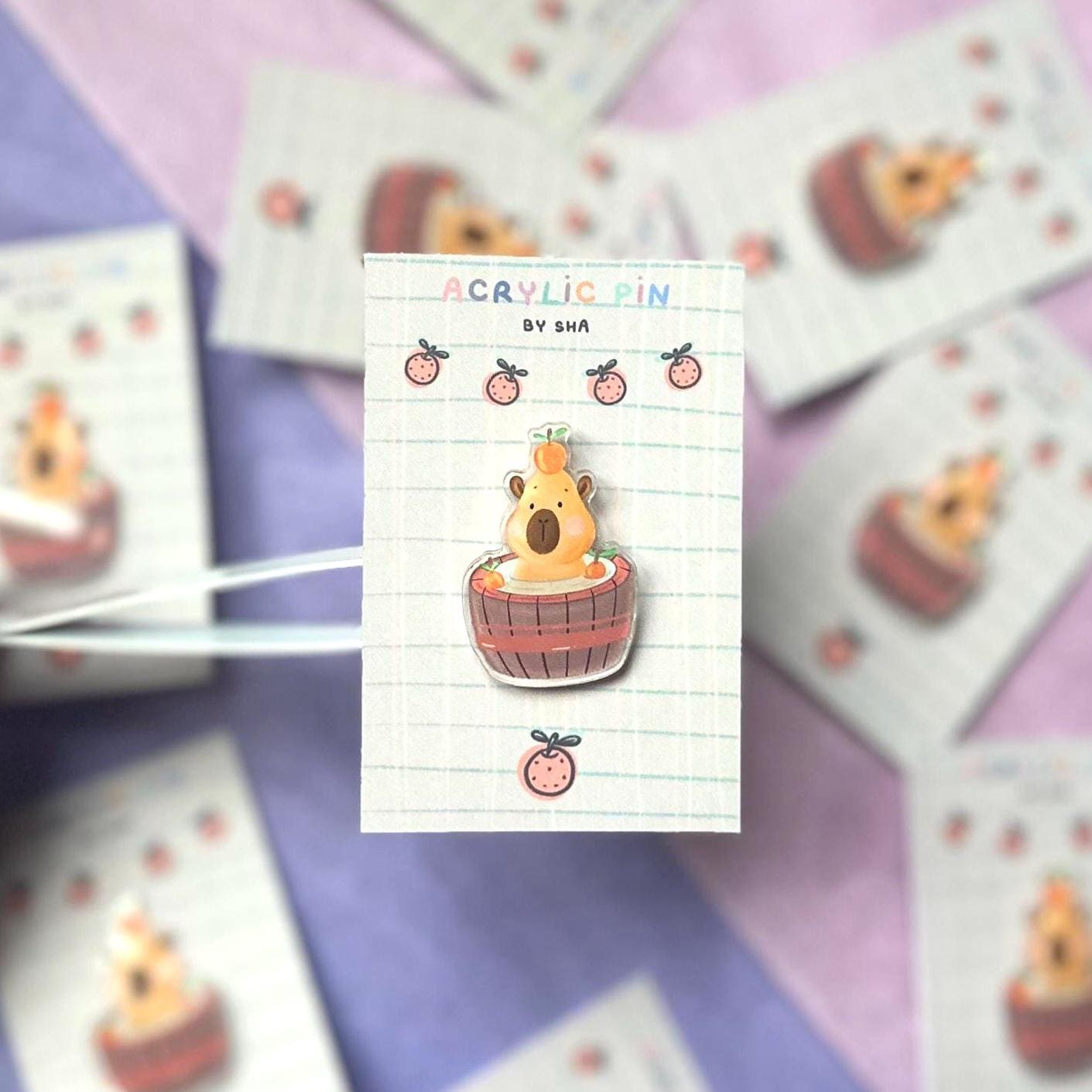 Acrylic Capybara in a Bath Pin