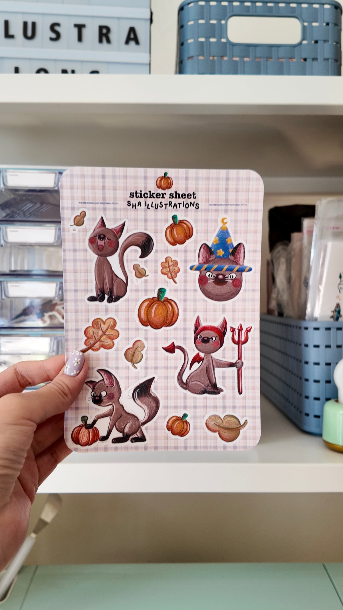 Planche d'Autocollants Le chat de Halloween