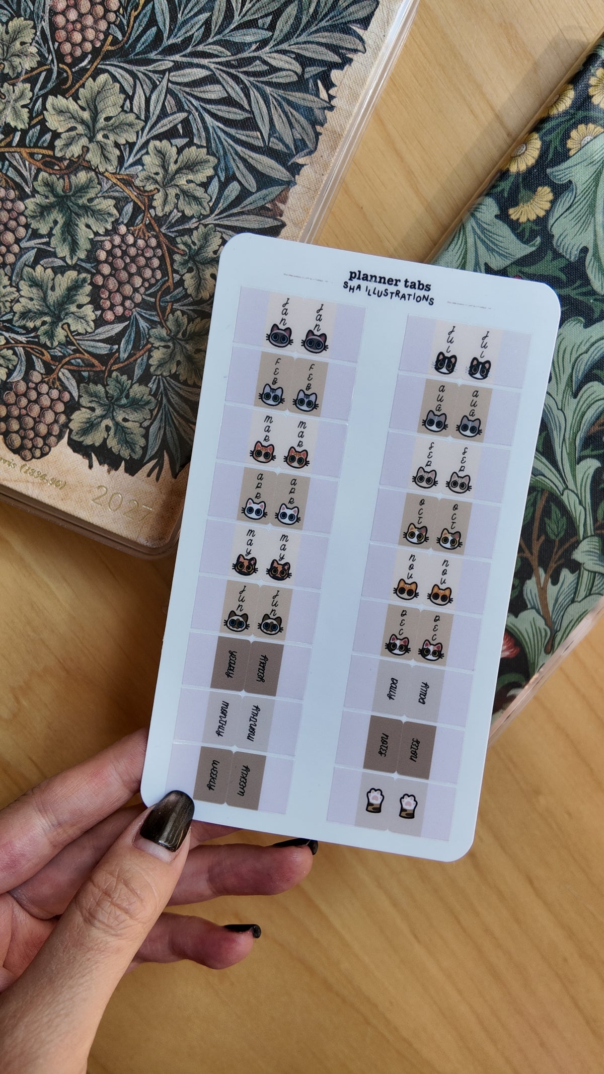 Planche d’autocollants d’onglets repositionnables pour planner - Illustration chats 🐾