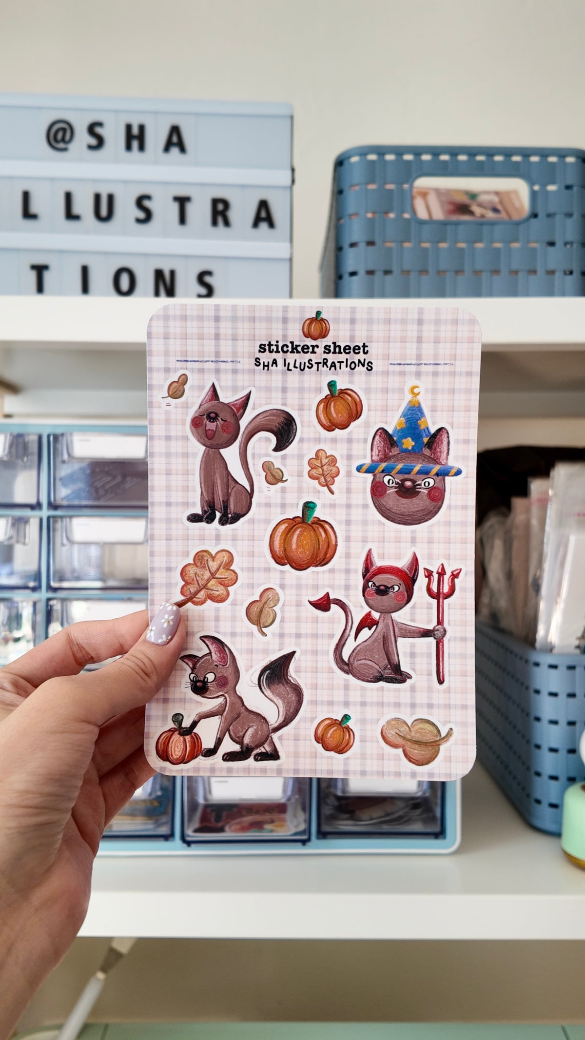 Planche d'Autocollants Le chat de Halloween