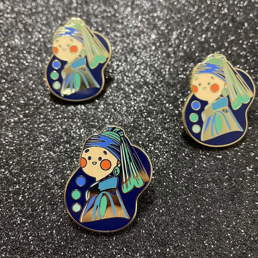 Hard Enamel Pin Girl with a Pearl Earring