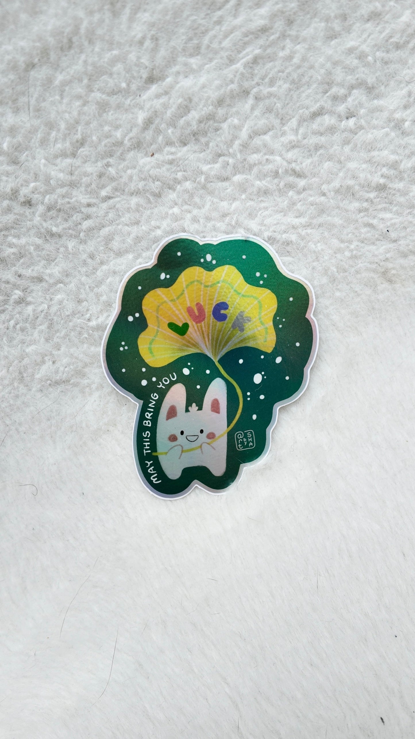 Lucky holographic rabbit sticker