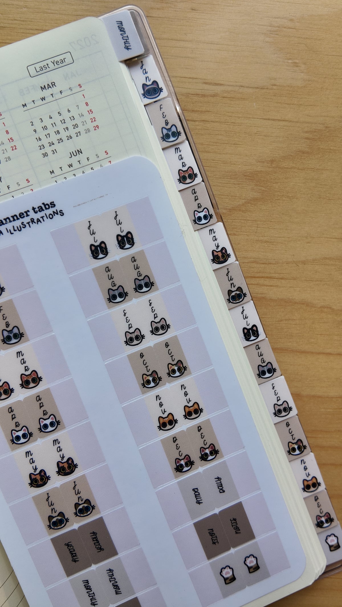 Planche d’autocollants d’onglets repositionnables pour planner - Illustration chats 🐾