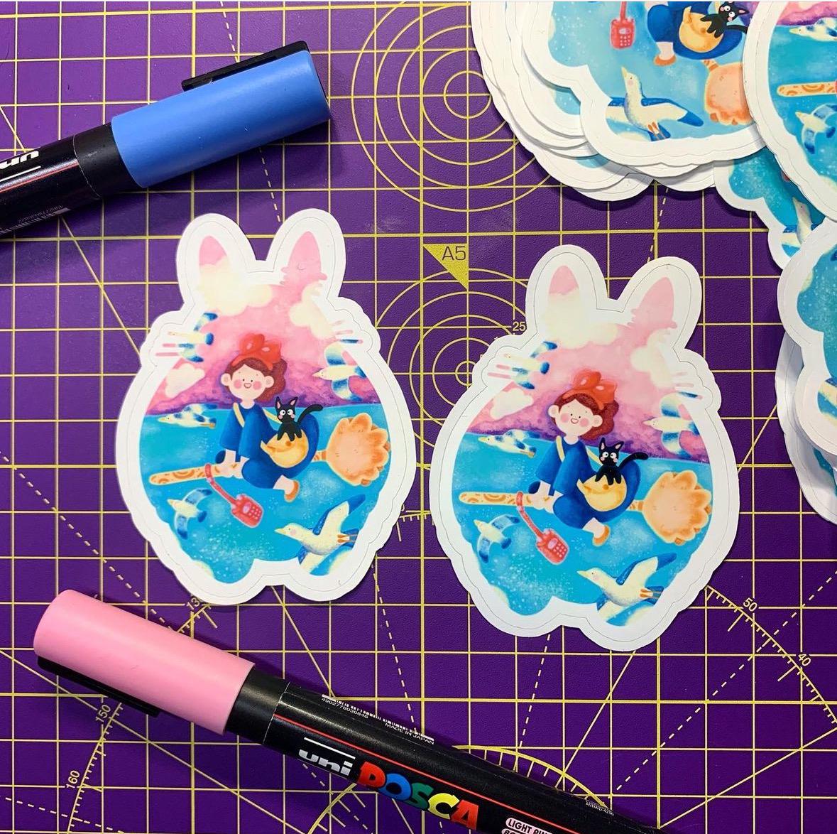 Autocollant Kiki La Petite Sorcière x Totoro