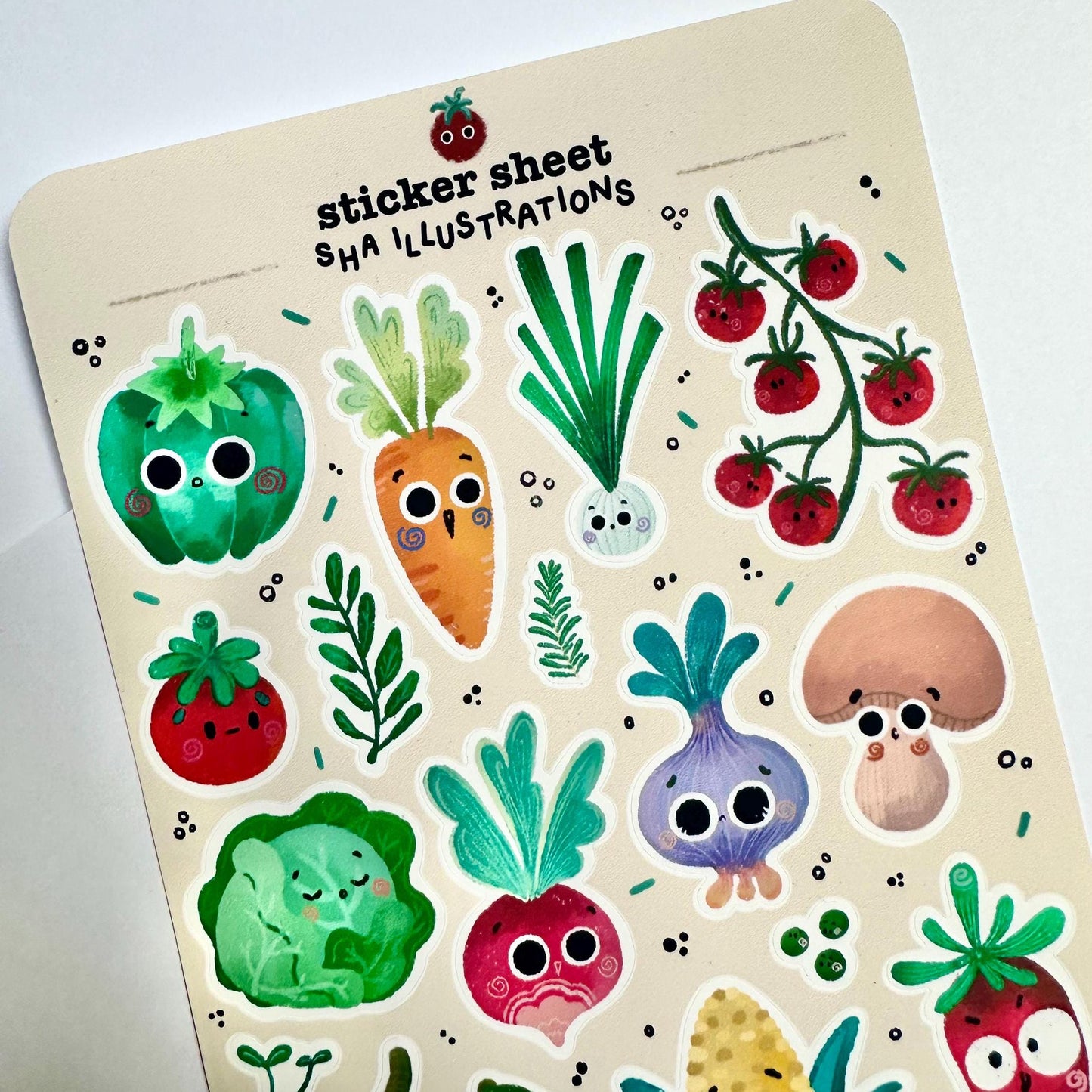 Planche d'autocollants Légumes mignons