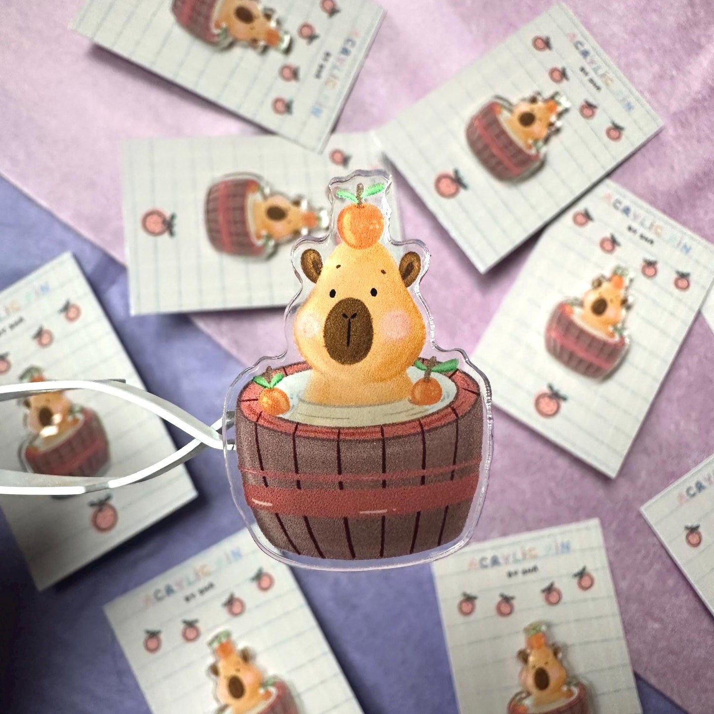 Acrylic Capybara in a Bath Pin